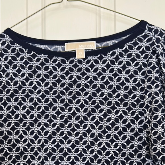 Michael Kors Blue Midi Dress with Crew Neck and Raglan Sleeves - Picture 2 of 11